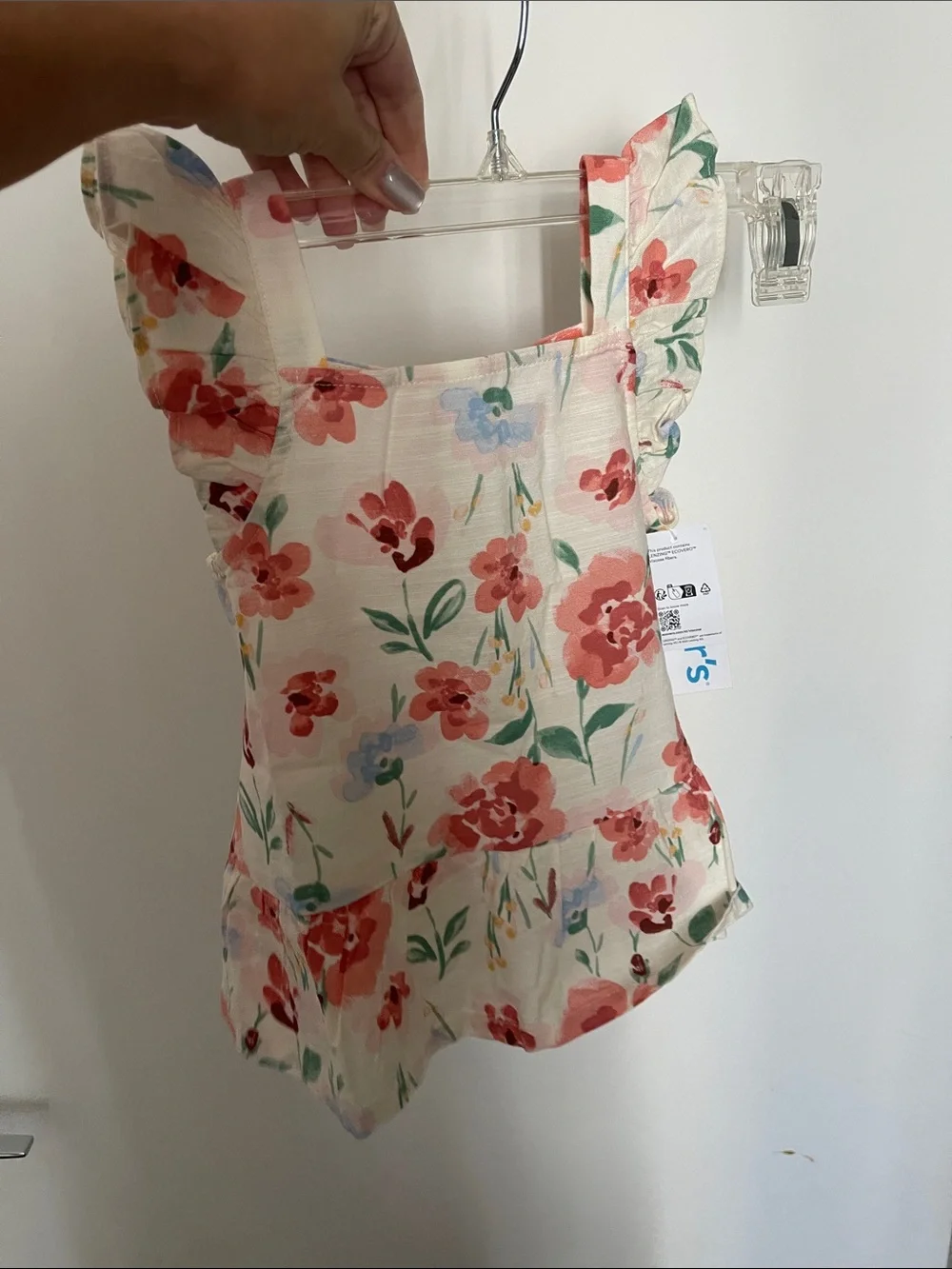 Carter's Cream Tank Top with Coral Floral Print